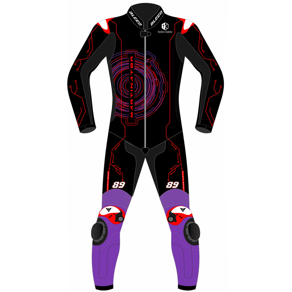 Jorge Martin Aprilia Barcelona Winter Test 2025 MotoGP leather racing suit back view