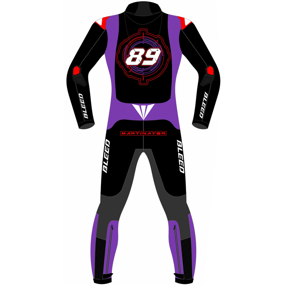 Jorge Martin Aprilia Barcelona Winter Test 2025 MotoGP leather racing suit detail view