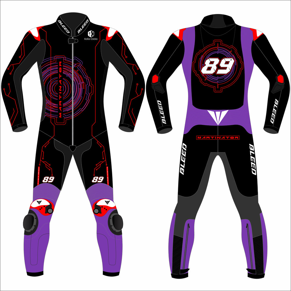 Jorge Martin Aprilia Barcelona Winter Test 2025 MotoGP leather racing suit front view