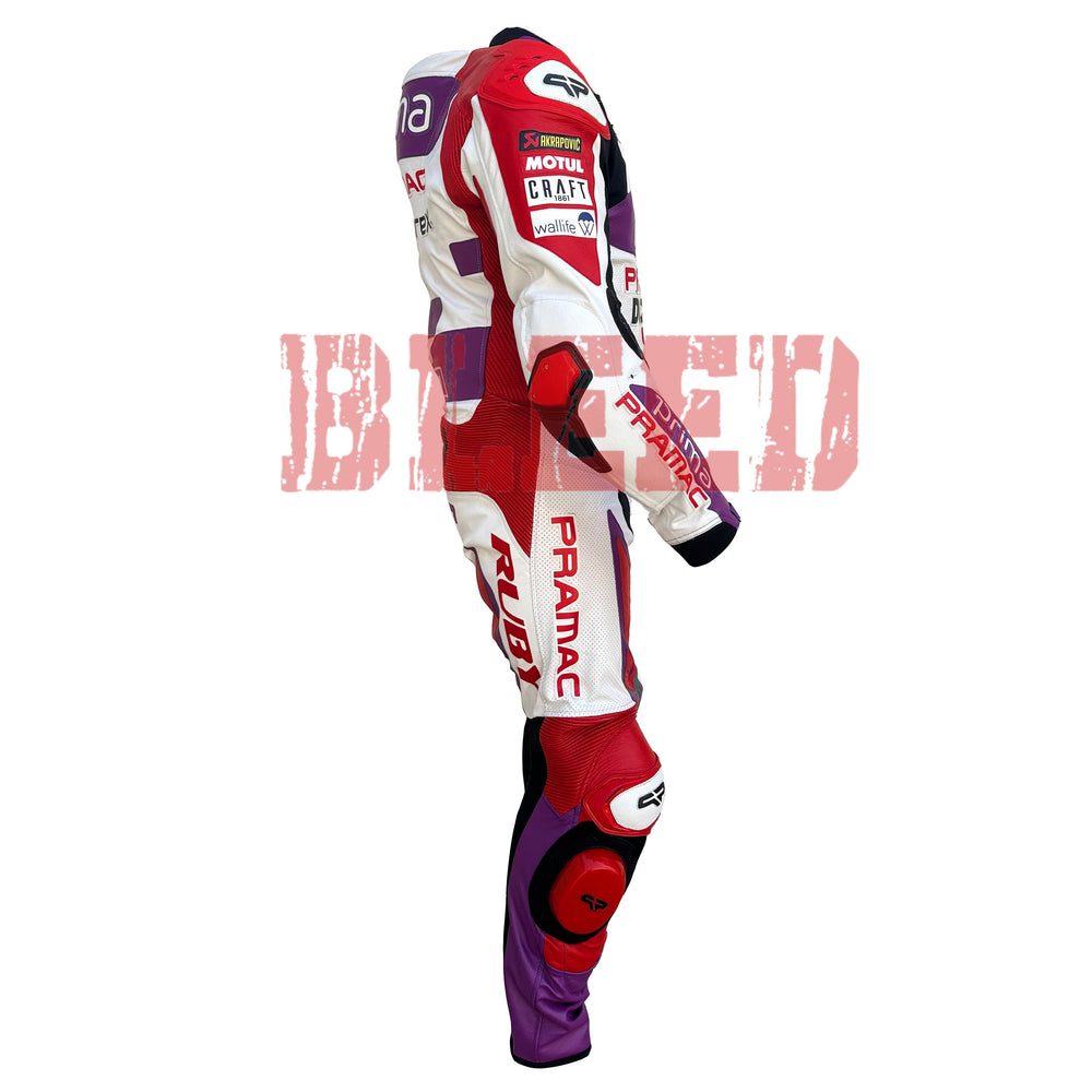 Jorge Martin Ducati Pramac 2023 MotoGP leather racing suit side view