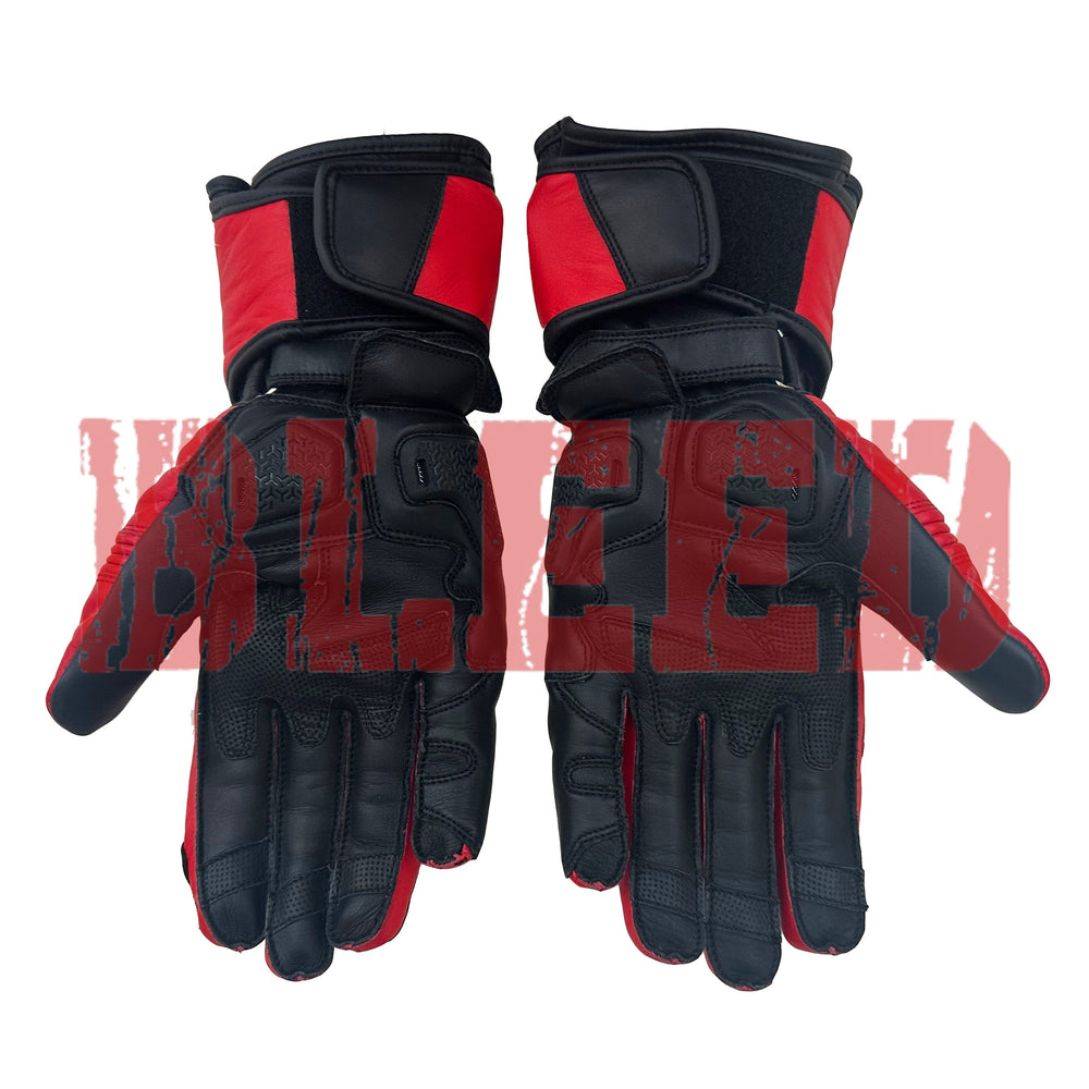 Jorge Martin Ducati Pramac 2024 MotoGP leather racing gloves close up