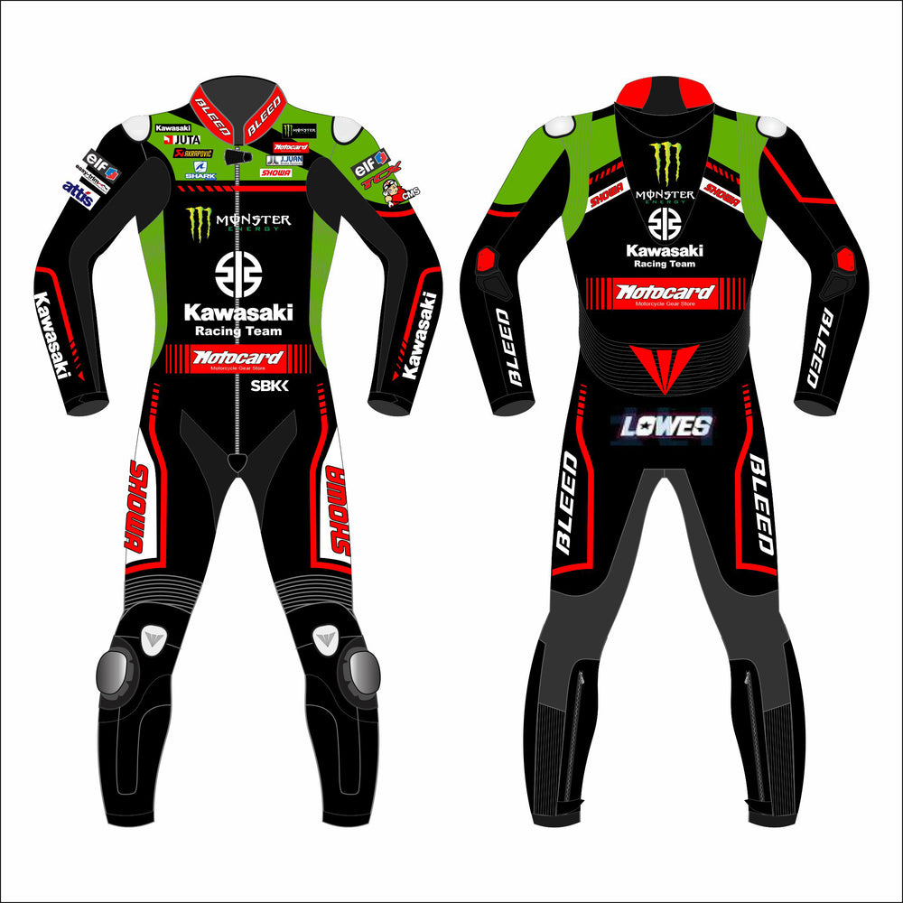 Alex Lowes Kawasaki Ninja 2021 WSBK leather racing suit front view
