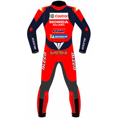 Luca Marini Honda Castrol 2025 MotoGP leather racing suit detail view