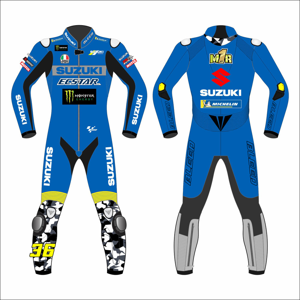 Joan Mir Suzuki Ecstar 2021 MotoGP leather racing suit front view