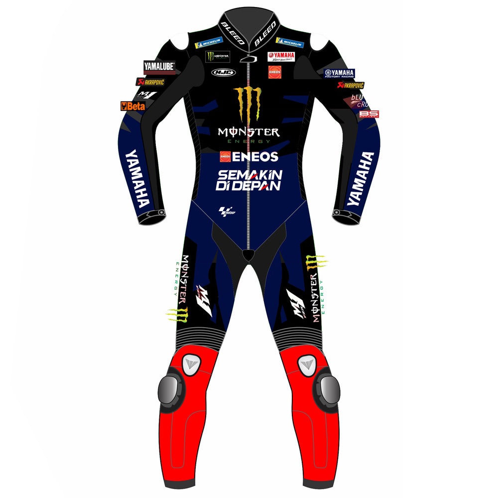 Fabio Quartararo Monster Energy Yamaha 2023 MotoGP leather racing suit back view