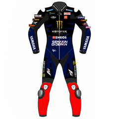 Fabio Quartararo Monster Energy Yamaha 2023 MotoGP leather racing suit back view
