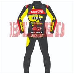 Marco Bezzecchi VR46 British GP 2024 MotoGP leather racing suit detail view