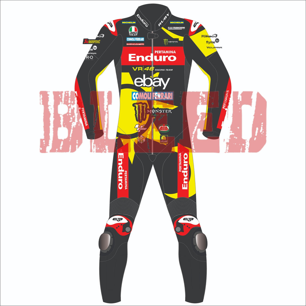 Marco Bezzecchi VR46 British GP 2024 MotoGP leather racing suit back view
