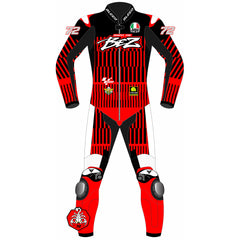 Marco Bezzecchi Aprilia Barcelona Winter Test 2025 MotoGP leather racing suit back view