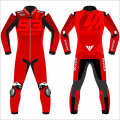 Marc Marquez Ducati Lenovo Barcelona Winter Test 2025 MotoGP leather racing suit front view