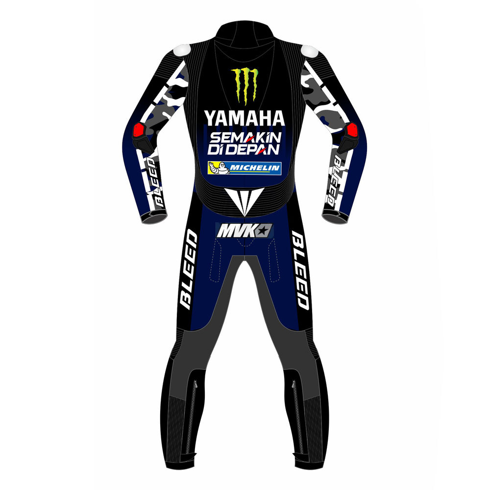 Maverick Vinales Aprilia 2021 MotoGP leather racing suit detail view