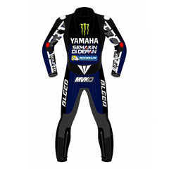 Maverick Vinales Aprilia 2021 MotoGP leather racing suit detail view