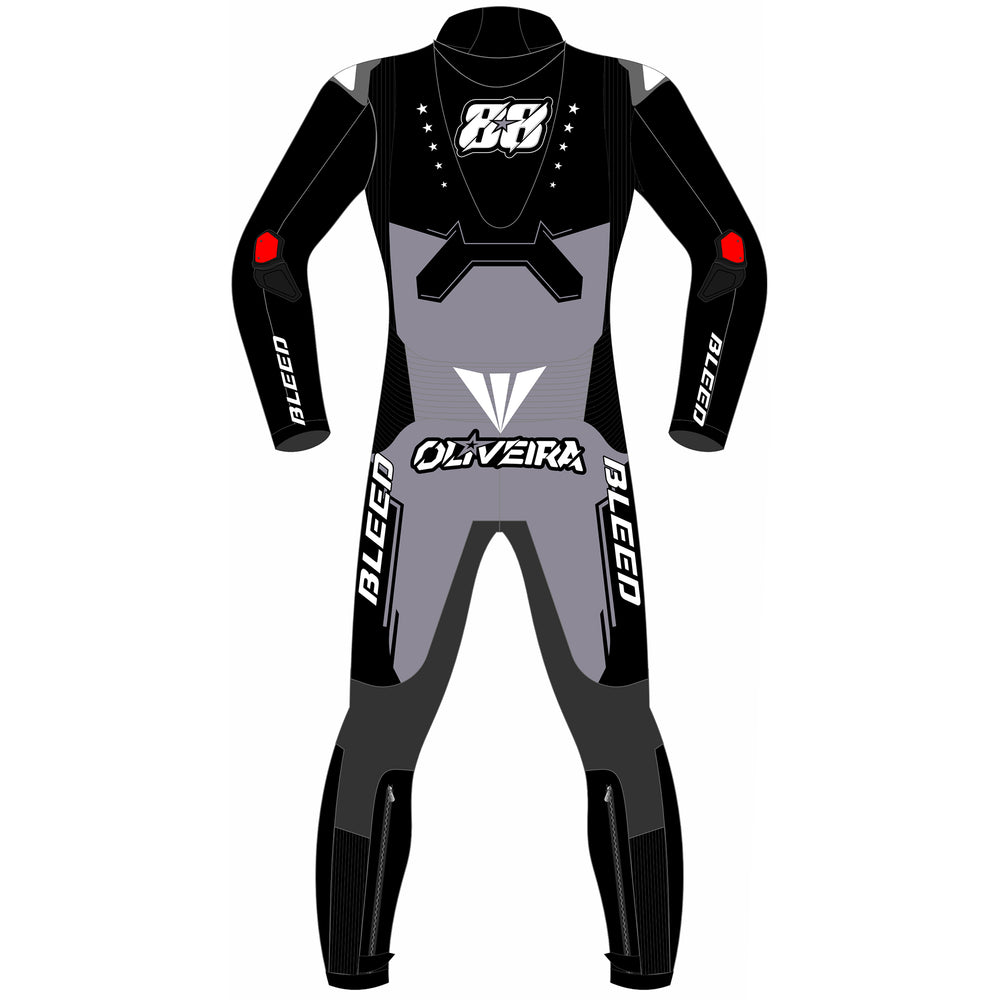 Miguel Oliveira Pramac Yamaha Winter Test 2025 MotoGP leather racing suit detail view