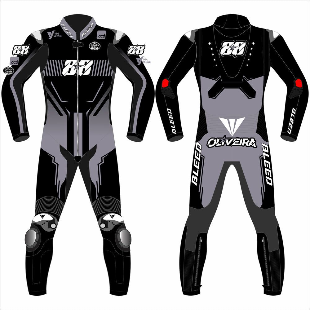 Miguel Oliveira Pramac Yamaha Winter Test 2025 MotoGP leather racing suit front view