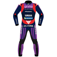 Miguel Oliveira Prima Pramac Yamaha 2025 MotoGP leather racing suit detail view
