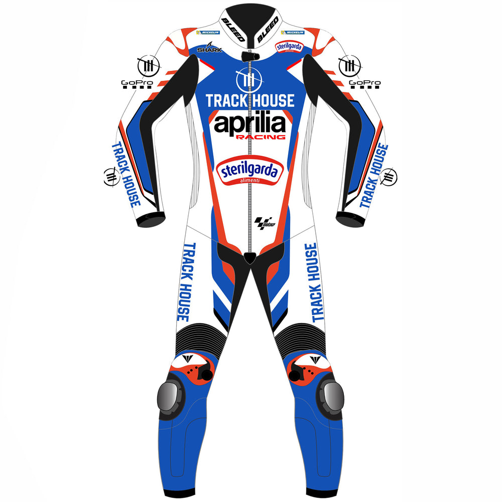 Miguel Oliveira Aprilia Trackhouse 2024 MotoGP leather racing suit back view