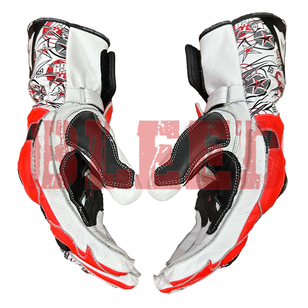 Nicky Hayden Honda Repsol motorcycle leather racing gloves back view