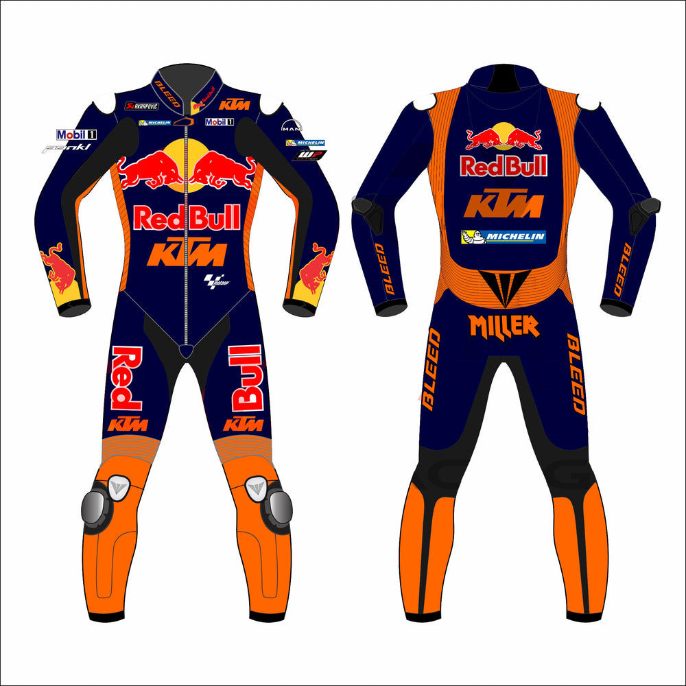 Jack Miller Red Bull KTM 2023 MotoGP leather racing suit front view