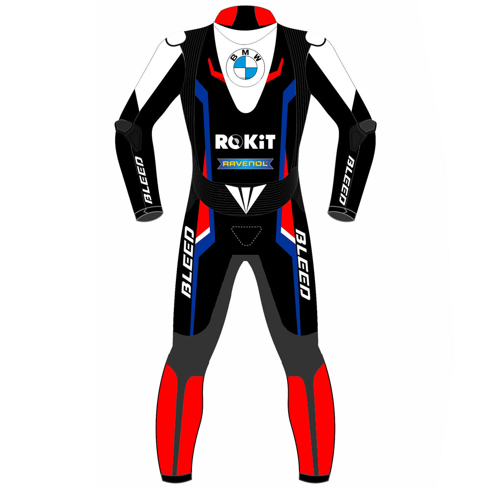 Michael van der Mark BMW Motorrad 2023 WSBK leather racing suit detail view