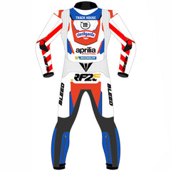 Raul Fernandez Aprilia Trackhouse 2024 MotoGP leather racing suit detail view