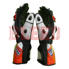 Honda Repsol motorbike leather racing gloves back view