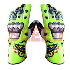 Valentino Rossi Yamaha 2009 motorbike leather racing gloves front view