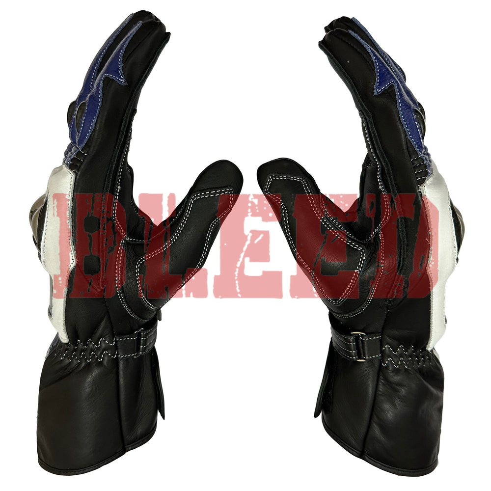Yamaha men motorcycle leather racing gloves wrist view