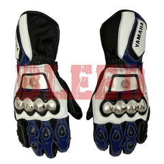 Yamaha men motorcycle leather racing gloves front view