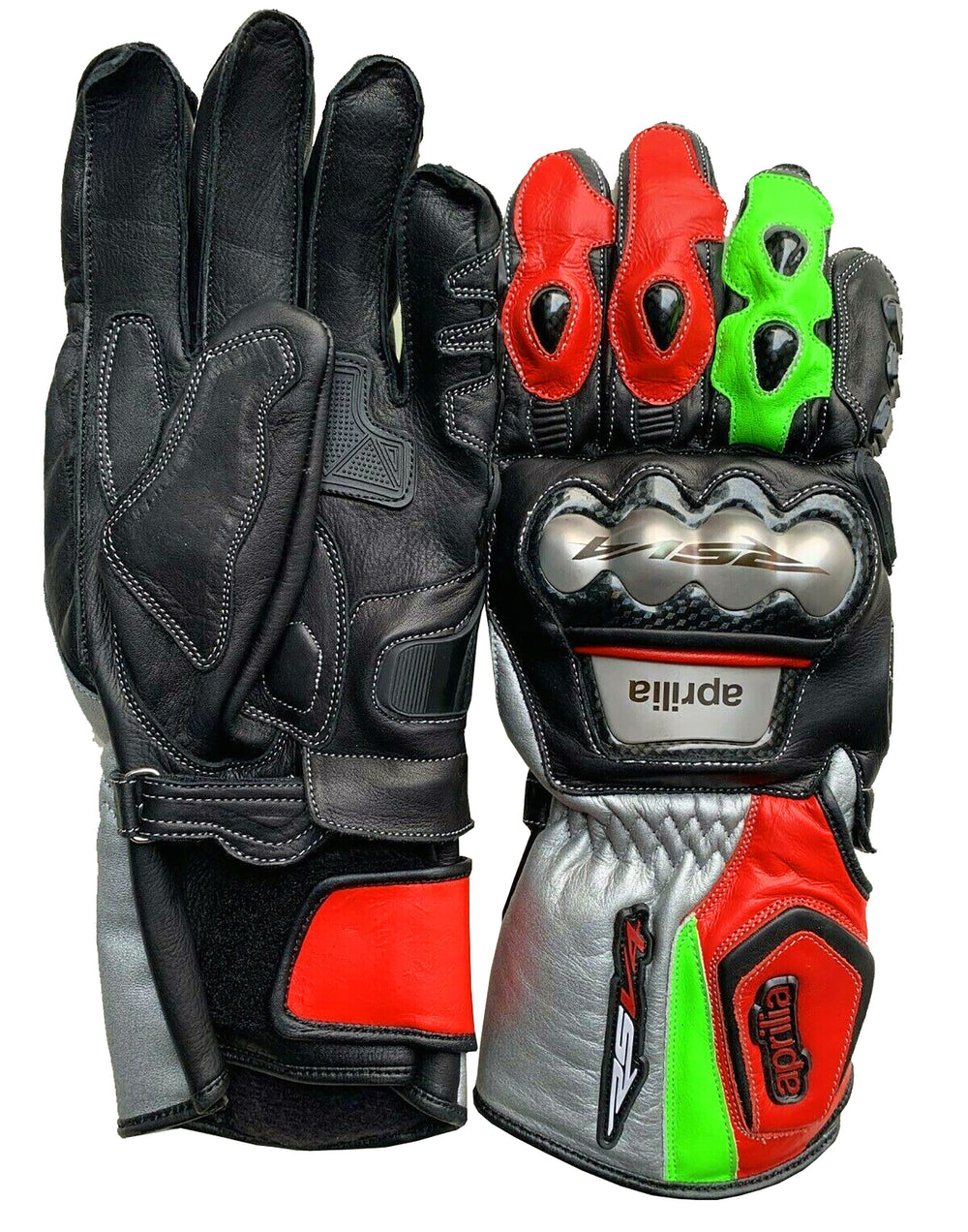 Aprilia RS4 MotoGP leather racing gloves back view