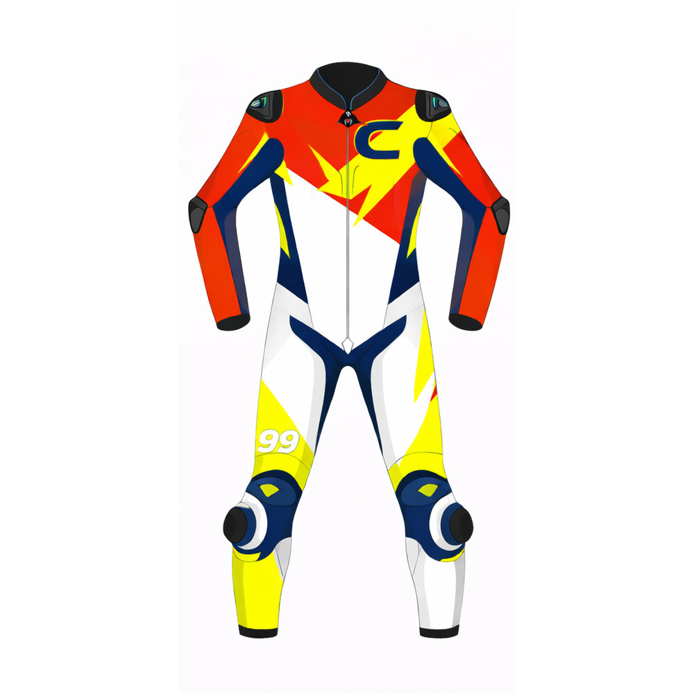 Custom biker leather racing suit track day street performance back view