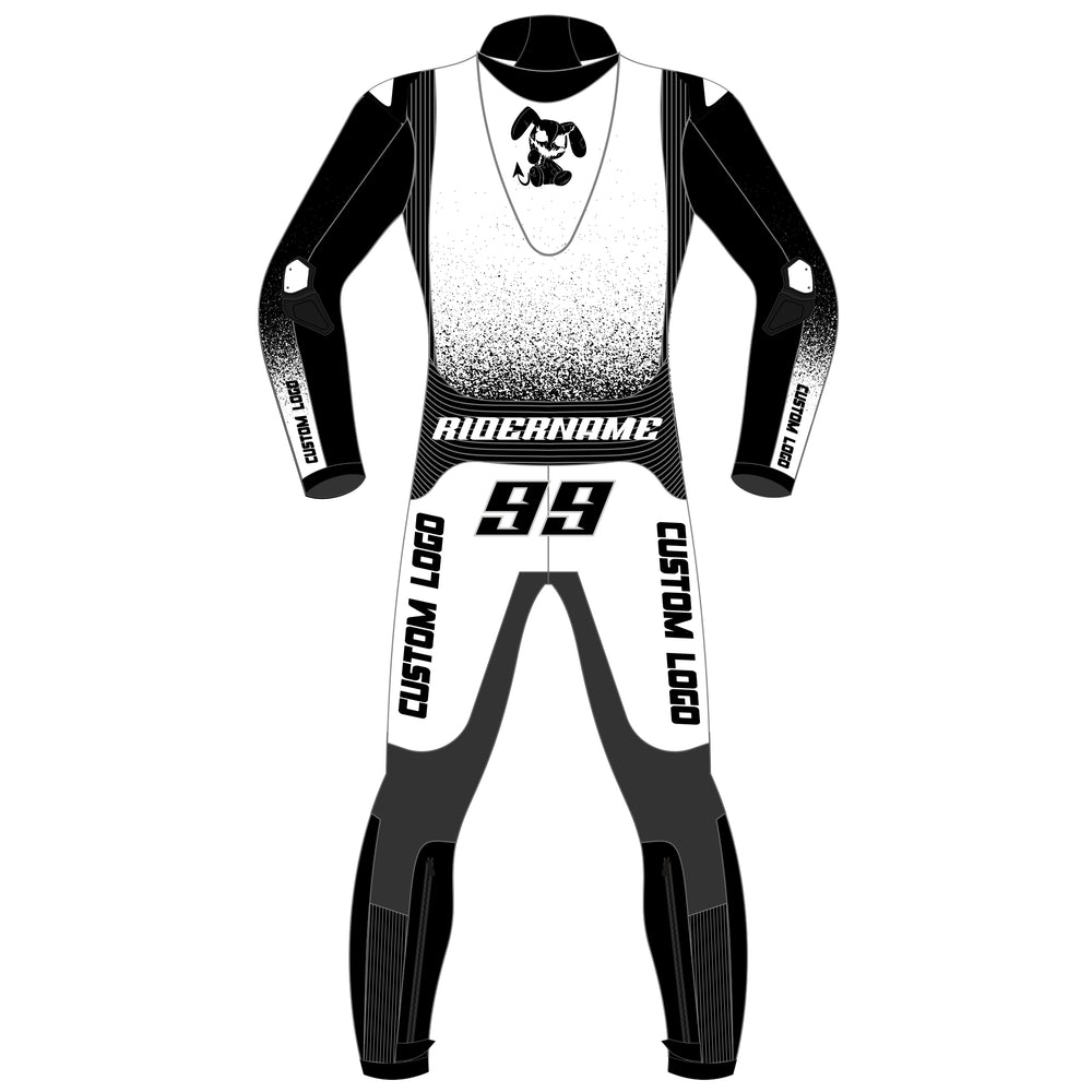 Custom fit CE approved leather motorcycle racing suit detail view