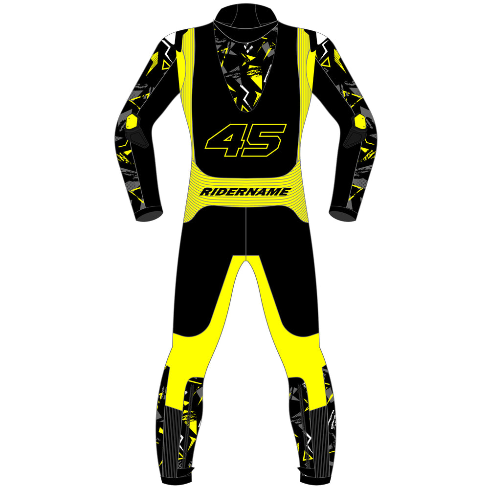 Custom made motorcycle leather racing suit detail view