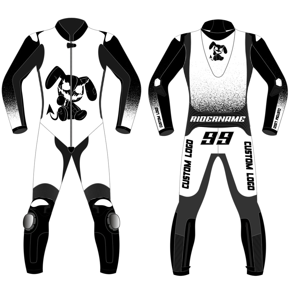 Custom fit CE approved leather motorcycle racing suit front view