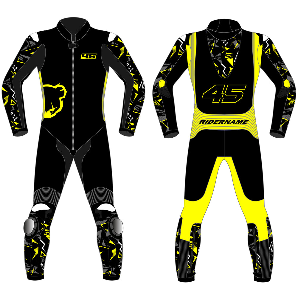 Custom made motorcycle leather racing suit front view