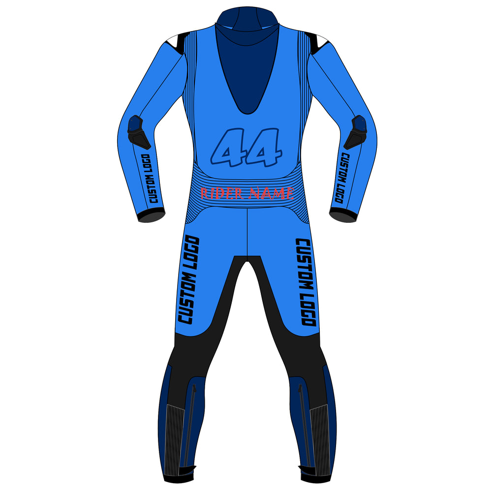 Custom motorcycle racing leather suit bespoke design detail view