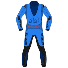 Custom motorcycle racing leather suit bespoke design detail view