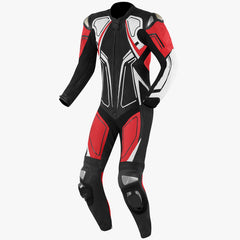 black red leather biker suit rear view performance gear