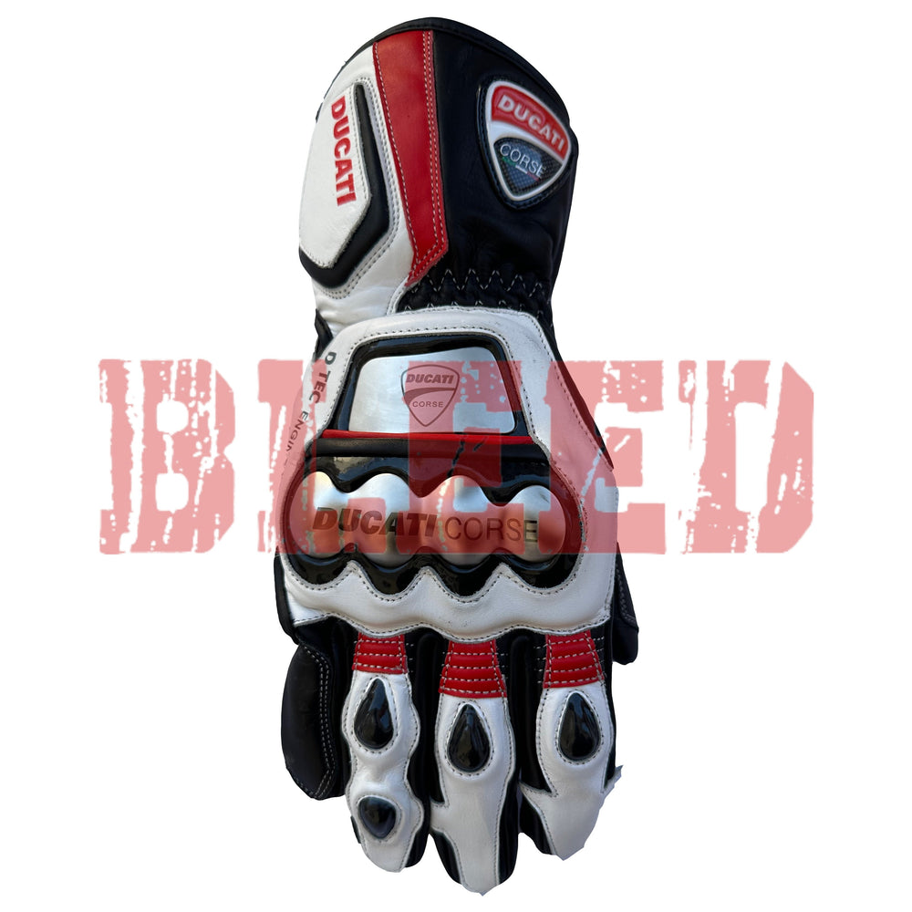 Ducati Corse C6 leather motorcycle racing gloves pro detail view