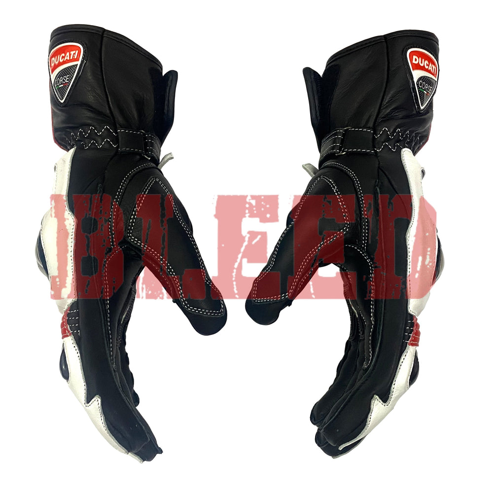 Ducati Corse C6 leather motorcycle racing gloves pro wrist view