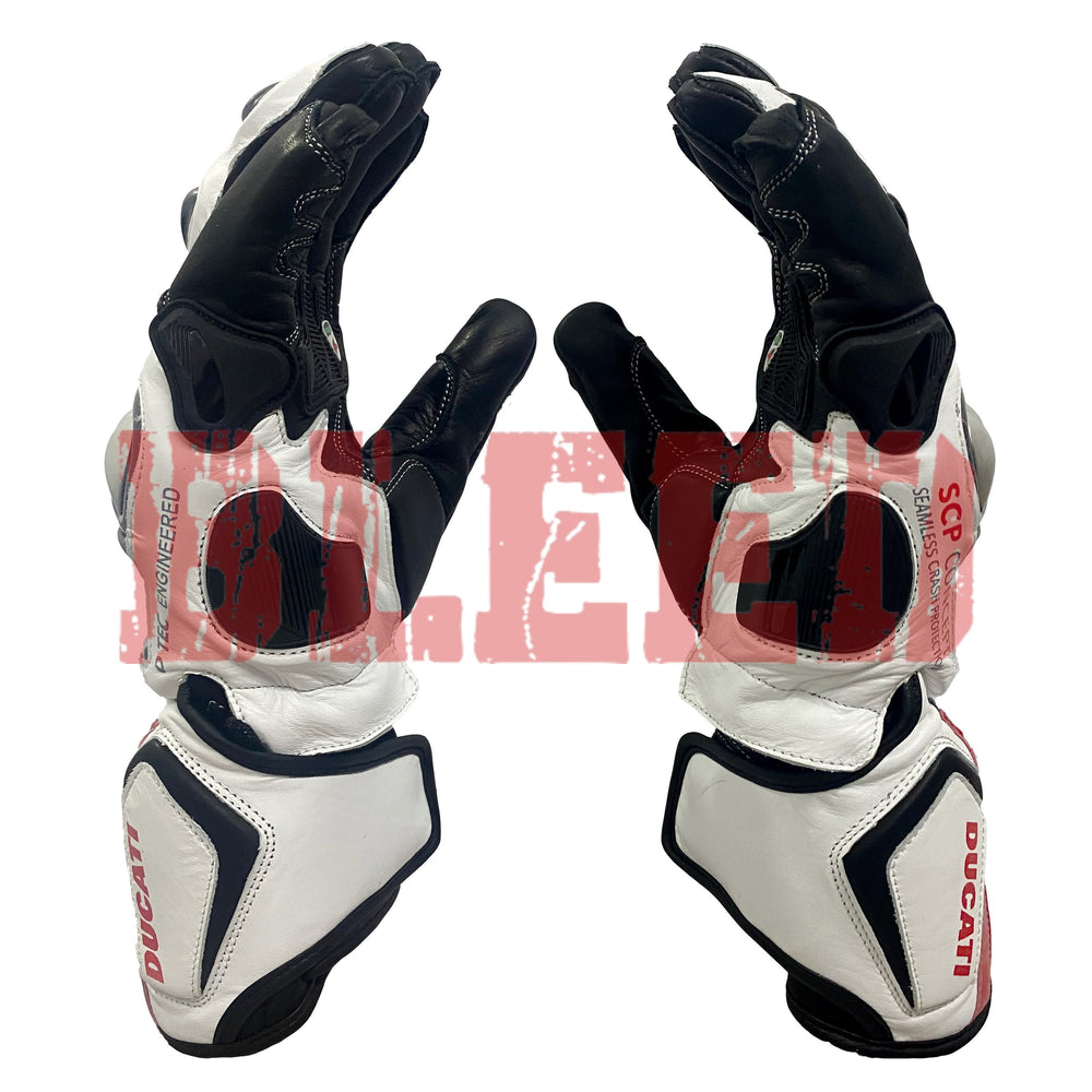 Ducati Corse C6 leather motorcycle racing gloves pro palm view