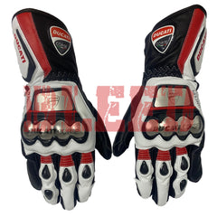 Ducati Corse C6 leather motorcycle racing gloves pro front view