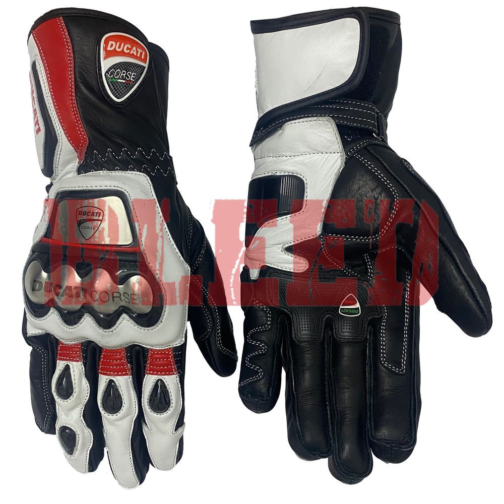 Ducati Corse C6 leather motorcycle racing gloves pro back view