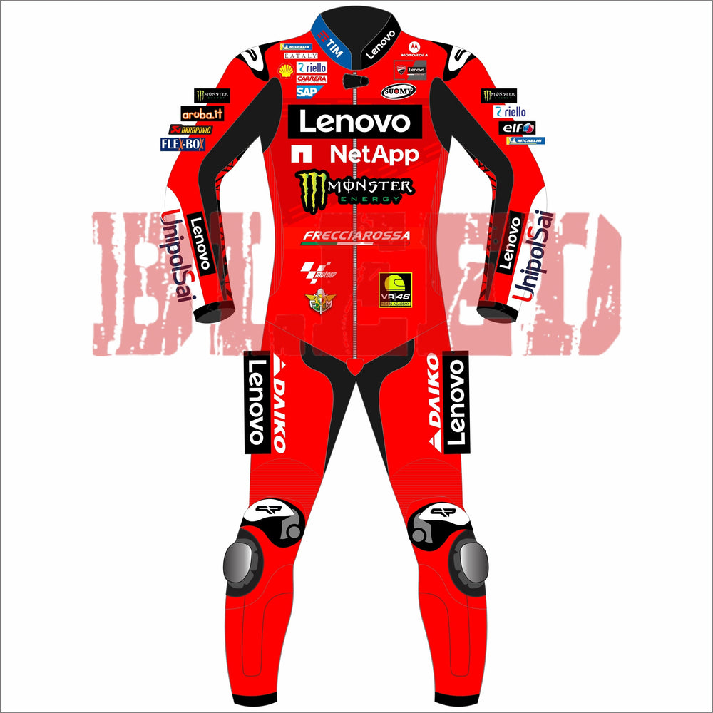 Francesco Bagnaia Ducati Lenovo British GP 2024 MotoGP leather racing suit back view