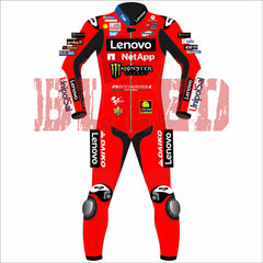 Francesco Bagnaia Ducati Lenovo British GP 2024 MotoGP leather racing suit back view