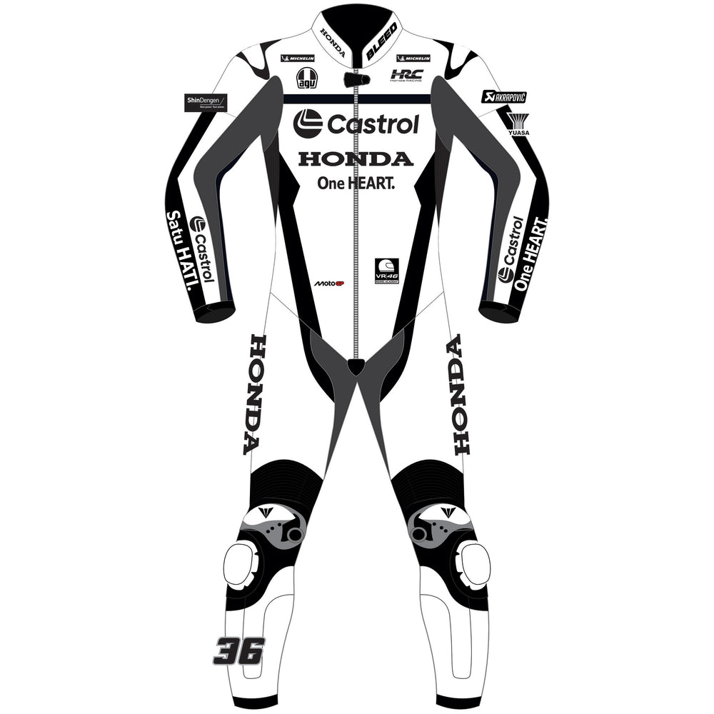 Joan Mir Honda Castrol Winter Test 2025 MotoGP leather racing suit back view