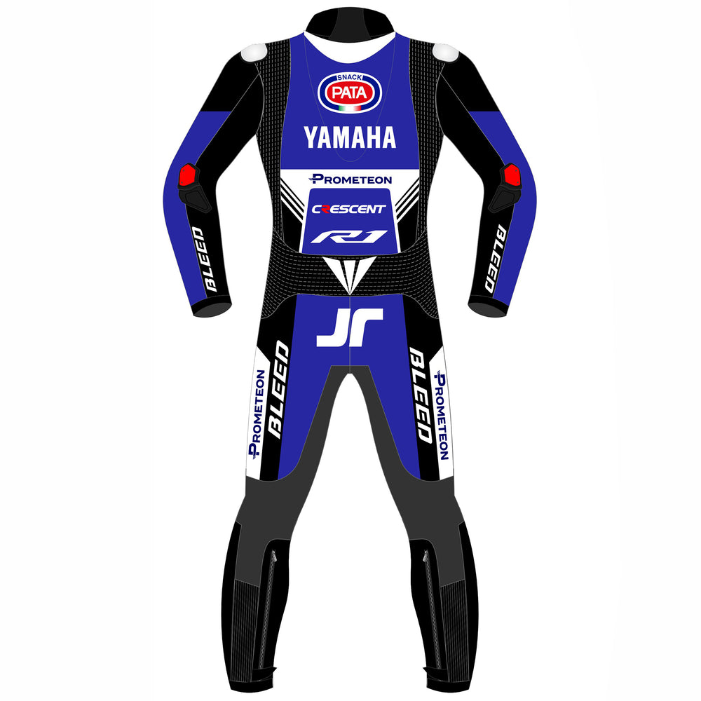 Jonathan Rea Pata Yamaha 2024 WSBK leather racing suit detail view