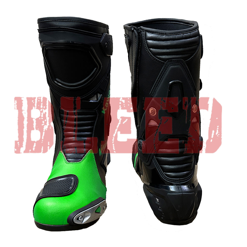 Kawasaki Ninja ZX-10R Motorbike Leather Riding Boots | Bleed