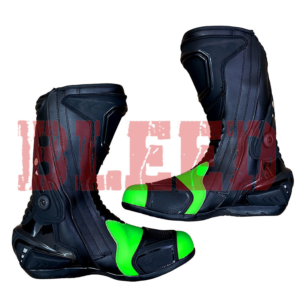 Kawasaki Ninja ZX-10R Motorbike Leather Riding Boots | Bleed