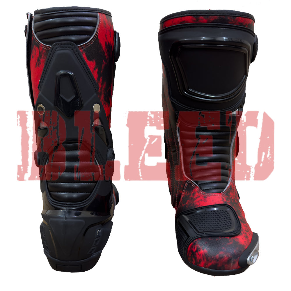 Marc Marquez Honda Repsol MotoGP motorbike leather riding boots detail view