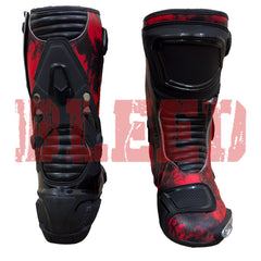 Marc Marquez Honda Repsol MotoGP motorbike leather riding boots detail view
